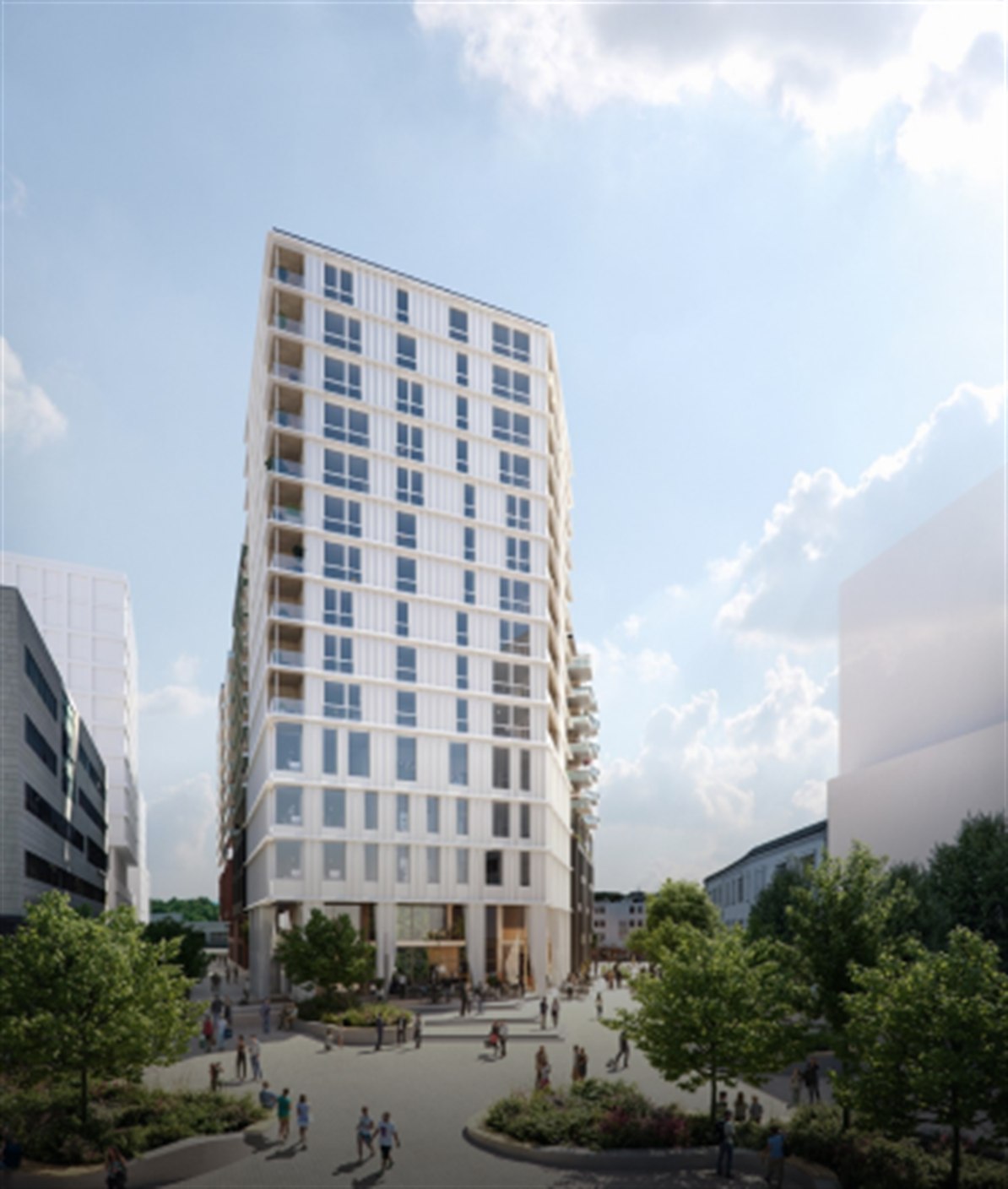 Helgerudkvartalet i Sandvika sett fra byrommet